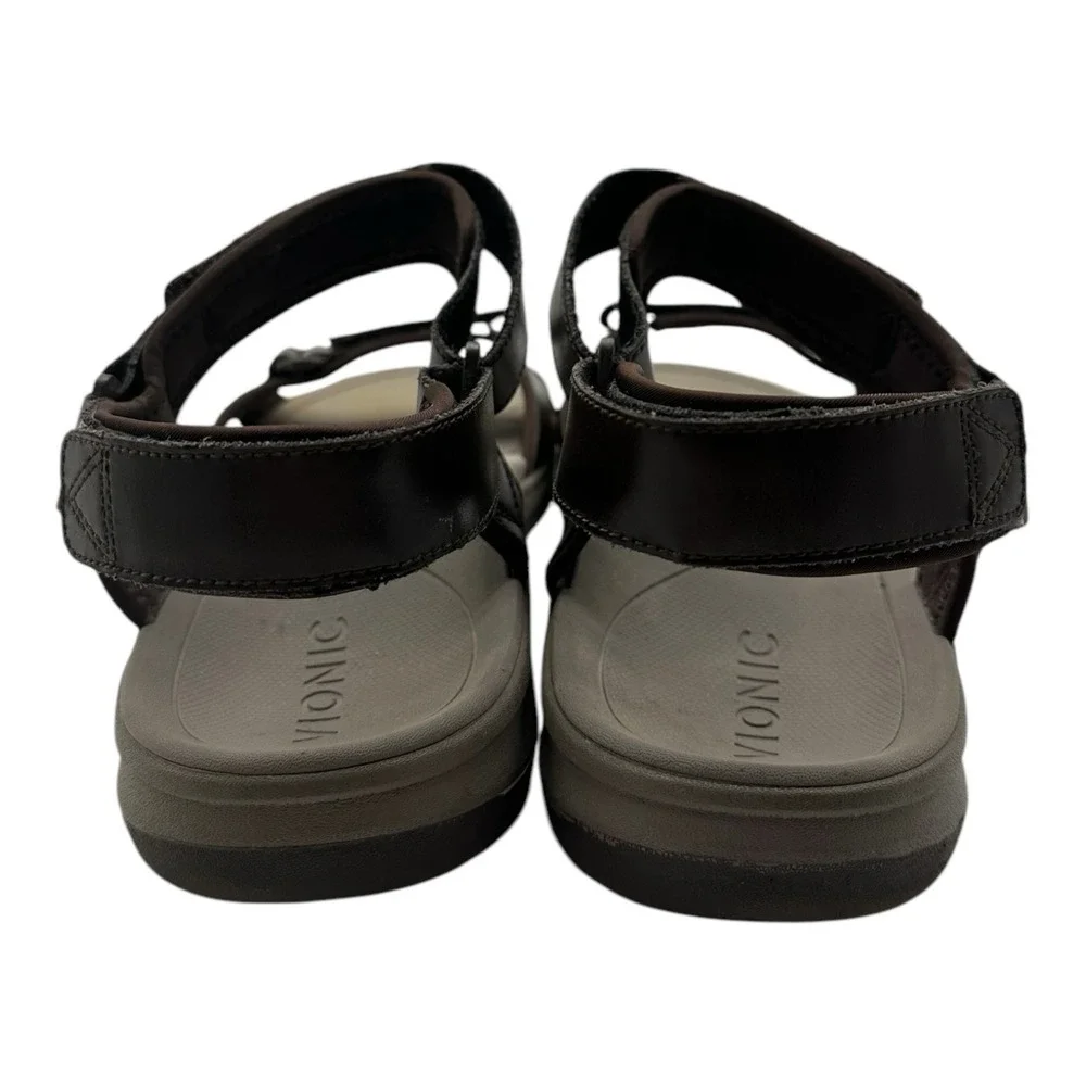 Vionic Canoe Leo Sandals Mens Size 13‎ Brown Leather Adjustable Backstrap